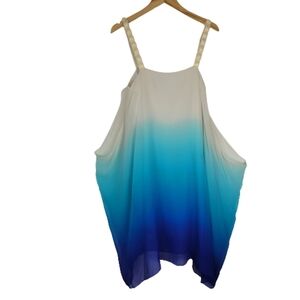 Badgley Mischka 100% silk blue & white ombra dress